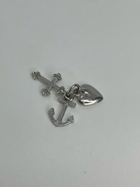 Vtg 925 Sterling Silver Faith Hope Love Heart Anchor Cross Charm